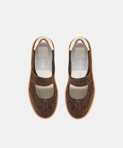 NANET SNEAKERS DK BROWN PERFORATED SUEDE