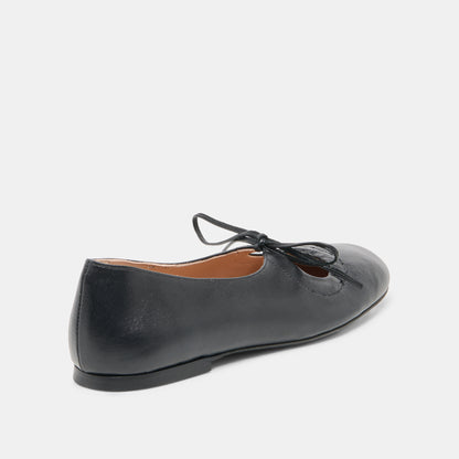 PAZEY BALLET FLATS BLACK LEATHER