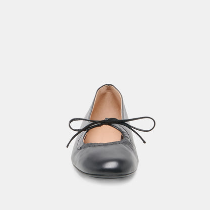 PAZEY BALLET FLATS BLACK LEATHER