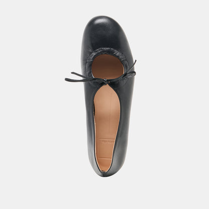 PAZEY BALLET FLATS BLACK LEATHER
