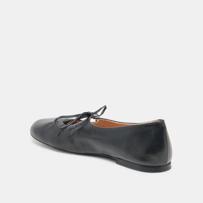 PAZEY BALLET FLATS BLACK LEATHER