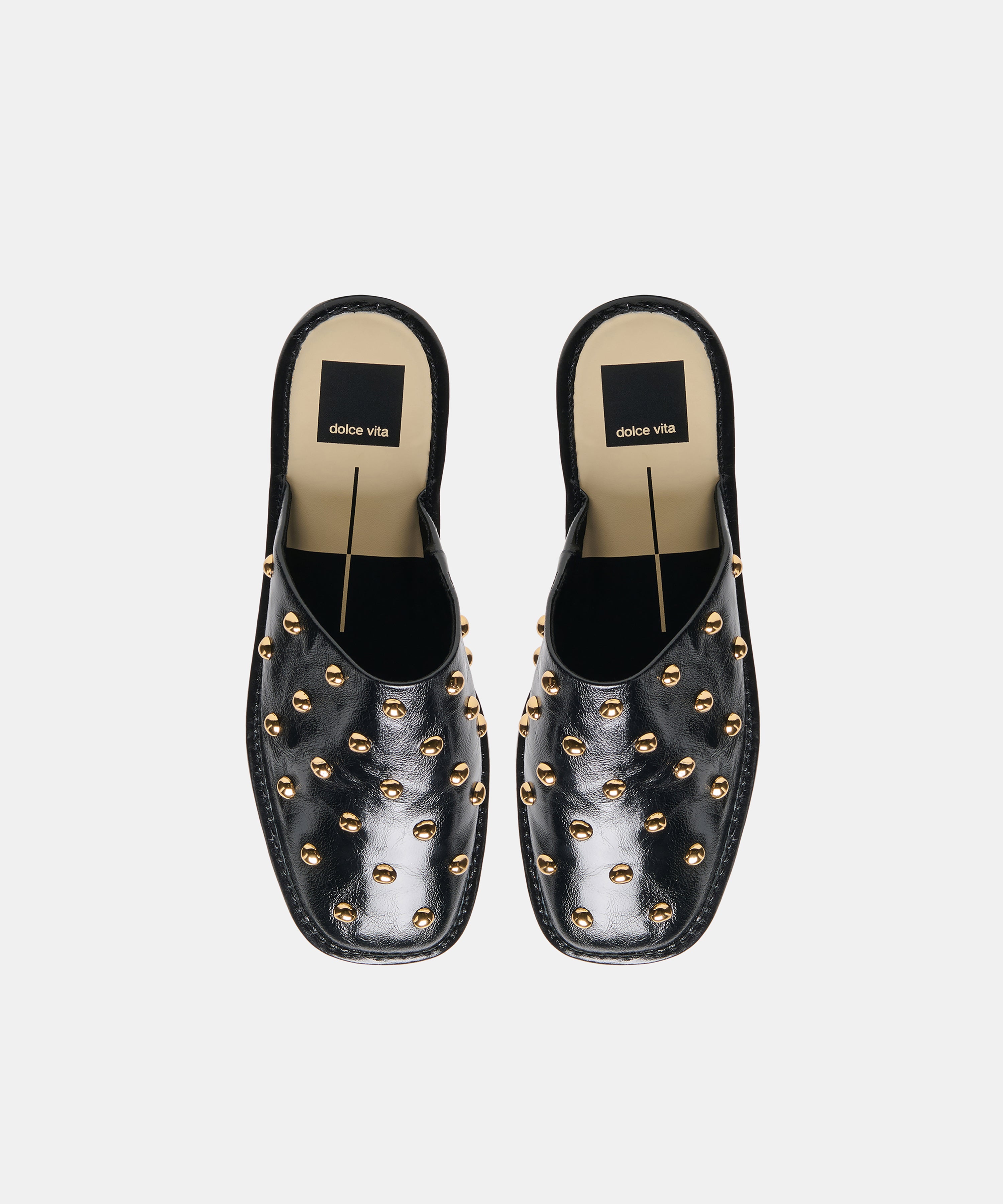PHIRA STUD FLATS BLACK LEATHER - view 3