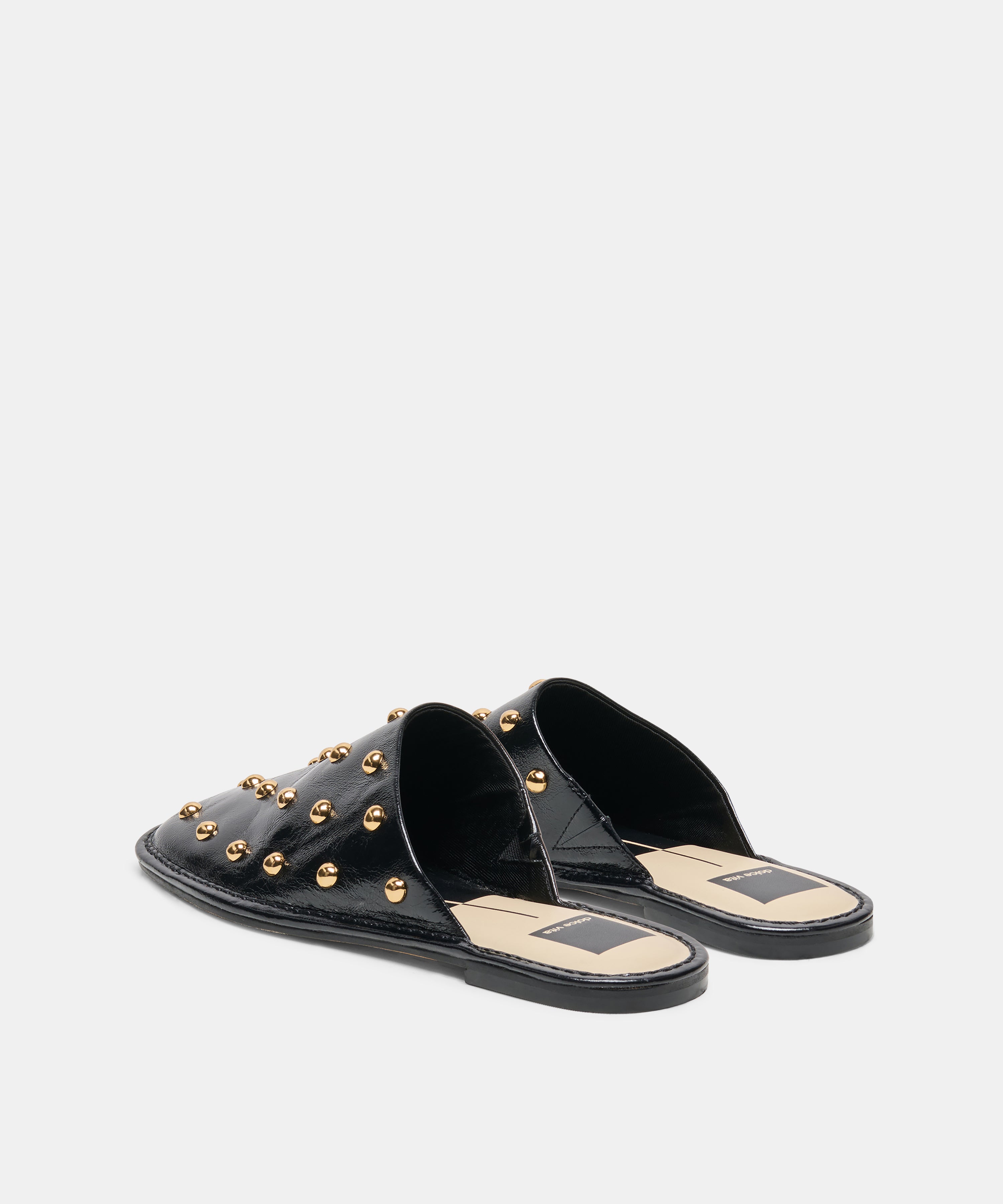 PHIRA STUD FLATS BLACK LEATHER - view 5