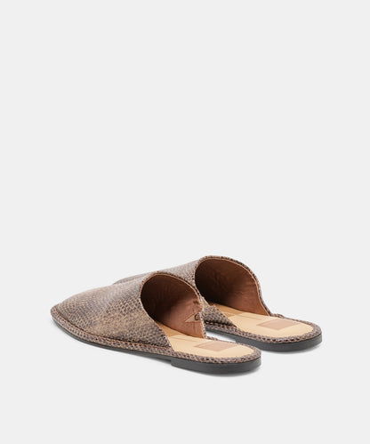 PHIRA FLATS SNAKE TAN EMBOSSED LEATHER