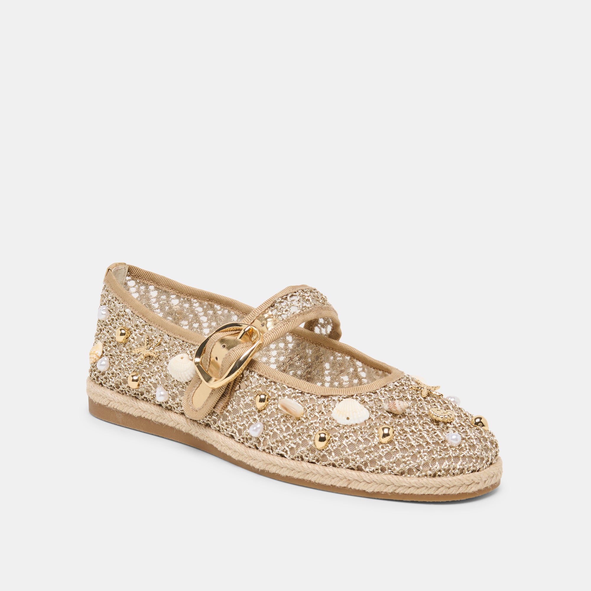 RALPH BALLET FLATS GOLD BEADED RAFFIA - view 2