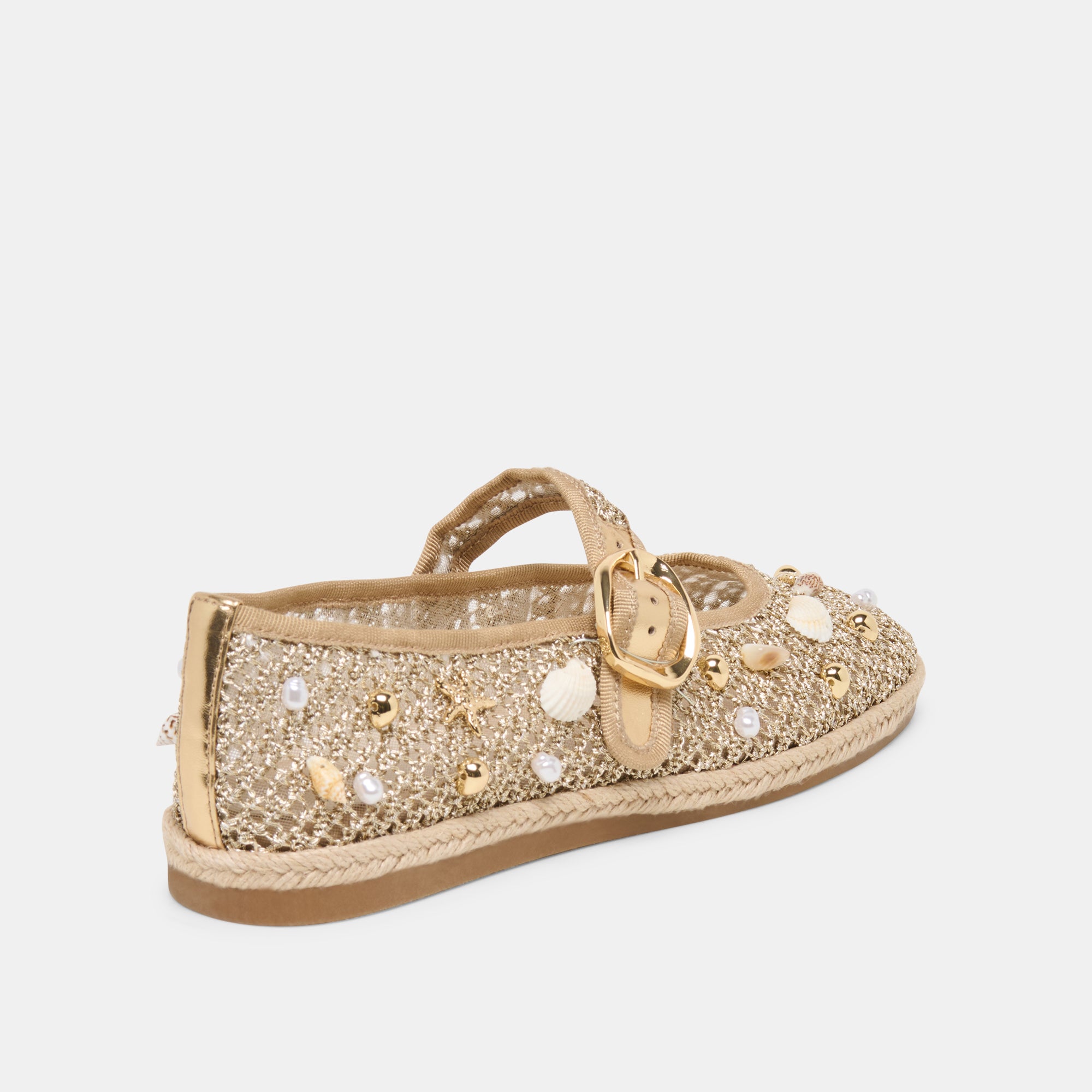 RALPH BALLET FLATS GOLD BEADED RAFFIA - view 3
