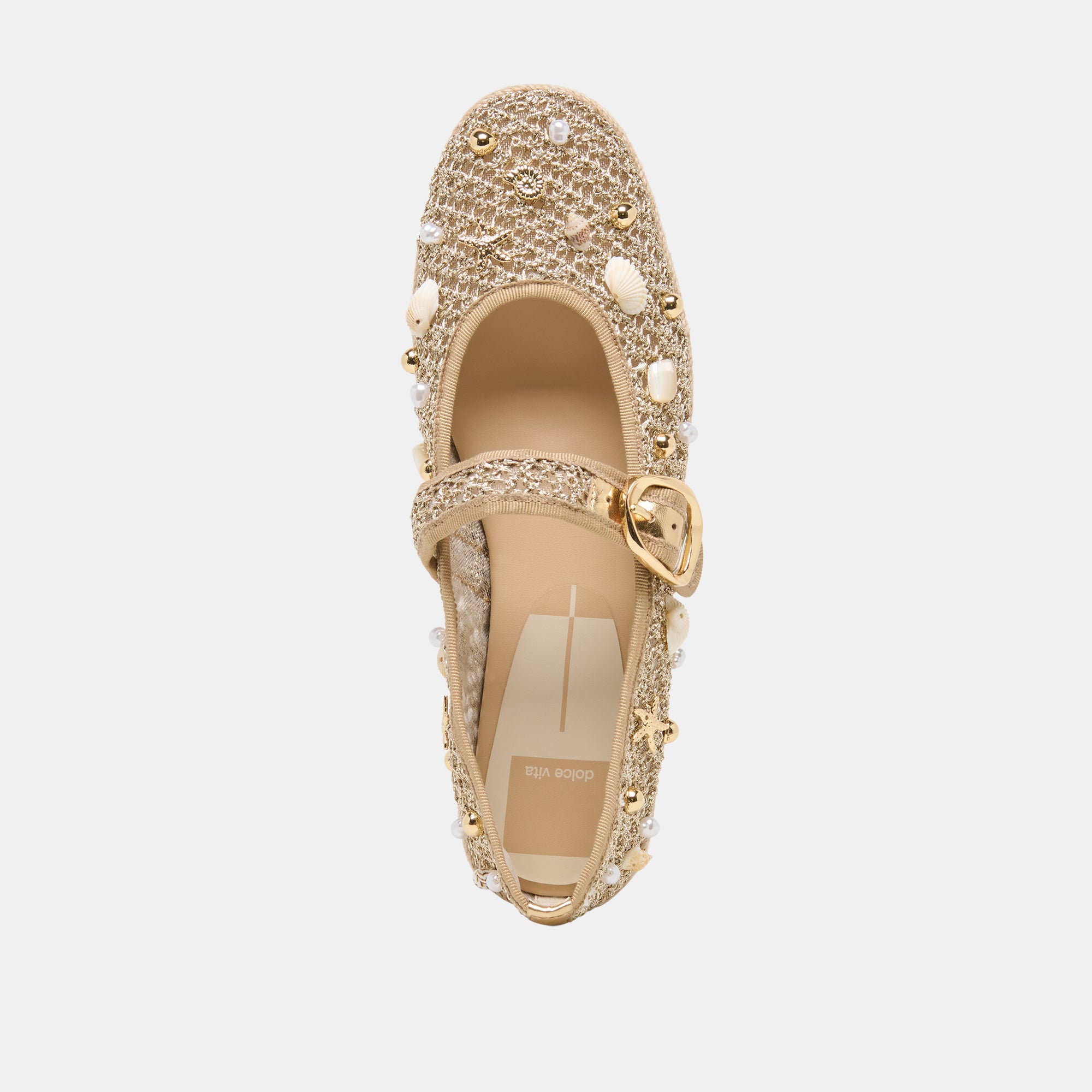 RALPH BALLET FLATS GOLD BEADED RAFFIA - view 8