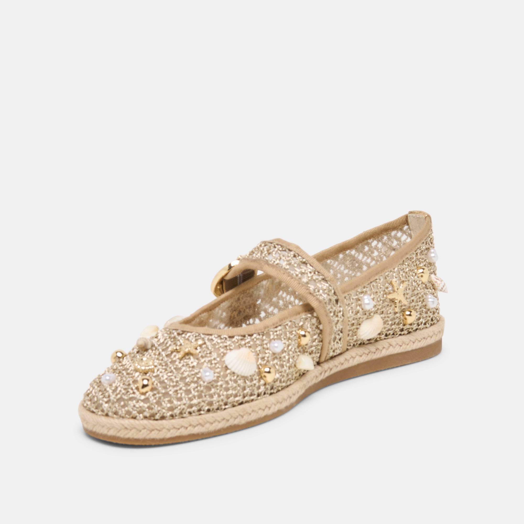 RALPH BALLET FLATS GOLD BEADED RAFFIA - view 4