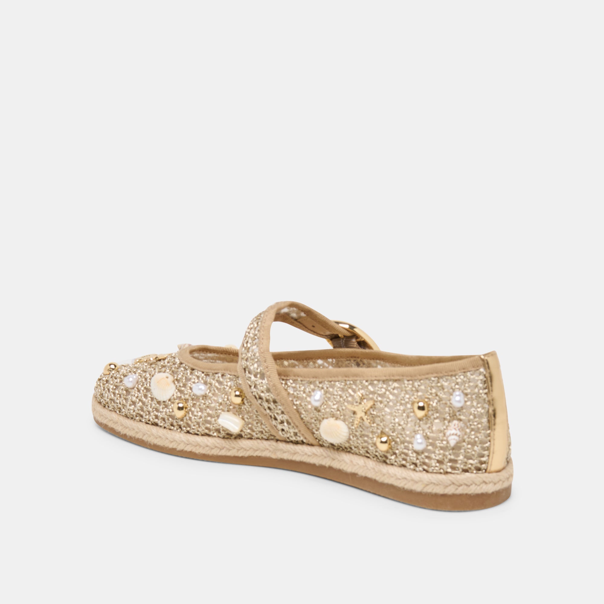 RALPH BALLET FLATS GOLD BEADED RAFFIA - view 5