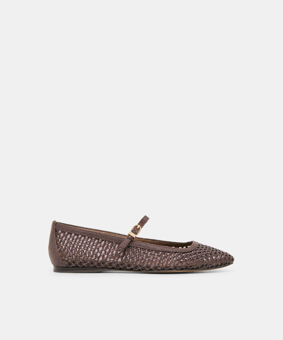 REYES Chocolate Woven Raffia Mary-Jane Ballet Flats | Dolce Vita