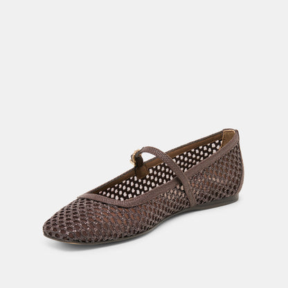 REYES BALLET FLATS CHOCOLATE WOVEN RAFFIA