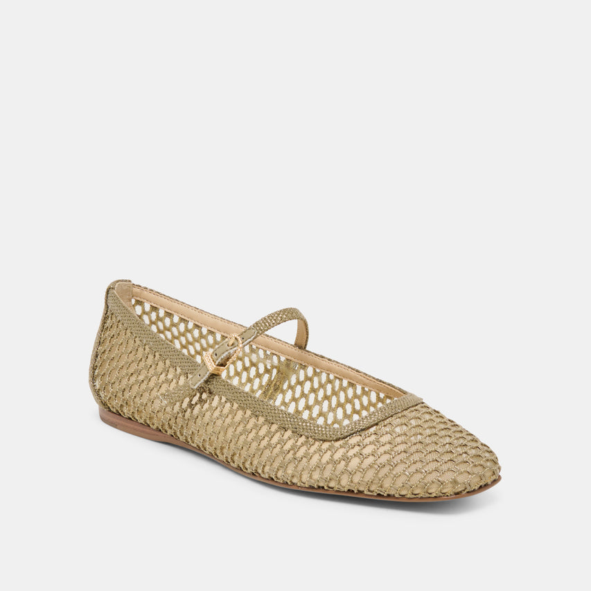 REYES BALLET FLATS OLIVE WOVEN RAFFIA