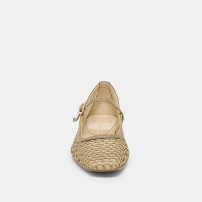 REYES BALLET FLATS OLIVE WOVEN RAFFIA