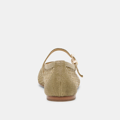 REYES BALLET FLATS OLIVE WOVEN RAFFIA