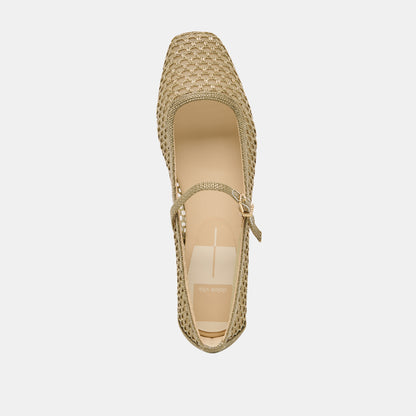 REYES BALLET FLATS OLIVE WOVEN RAFFIA