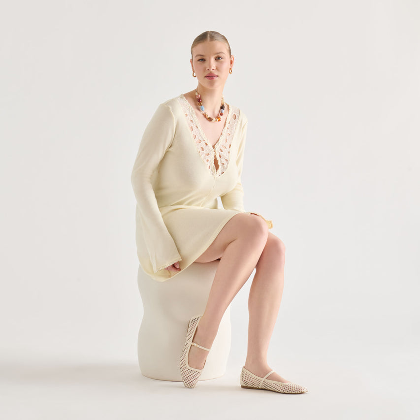 REYES BALLET FLATS WHITE WOVEN RAFFIA