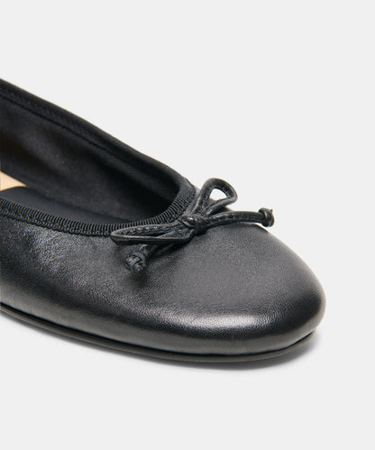 RITLA WIDE BALLET FLATS BLACK LEATHER