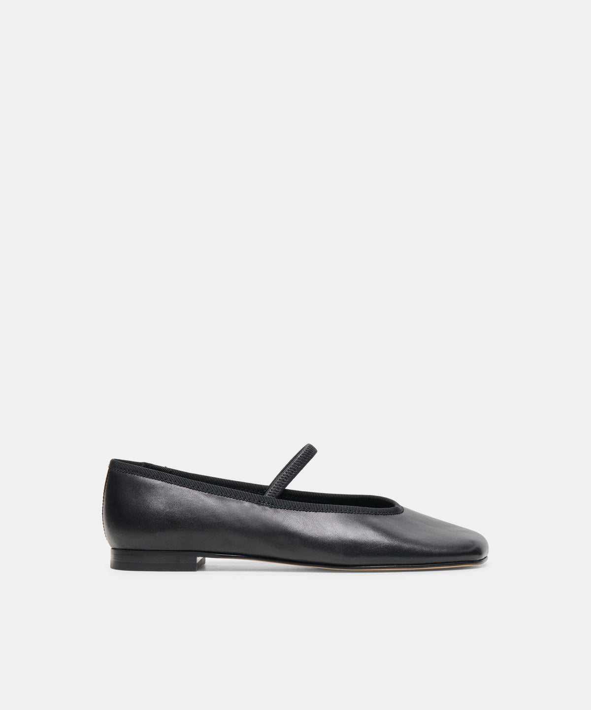 RONEN Black Leather Square-Toe Mary-Jane Ballet Flats | Dolce Vita