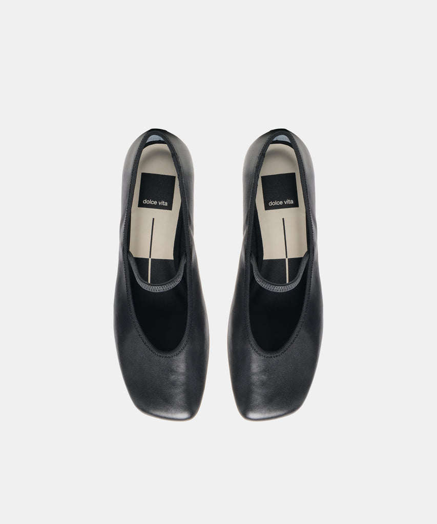 RONEN BALLET FLATS BLACK LEATHER