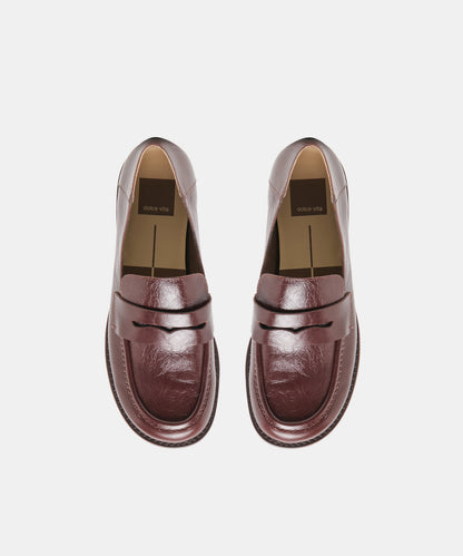 YASMYN LOAFERS COFFEE CRINKLE PATENT
