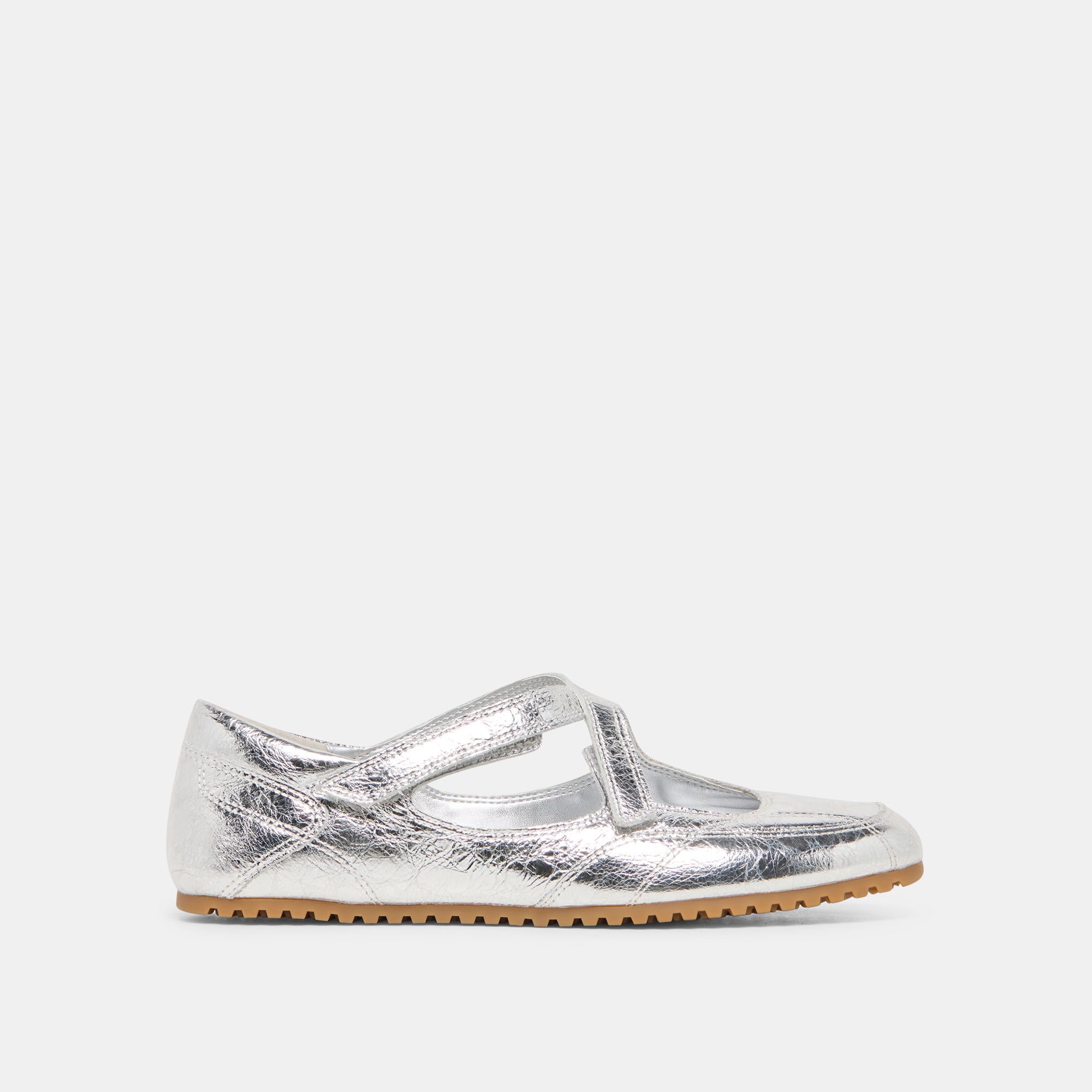 YONO Silver Distressed Leather Ballet Sneaker Flats | Dolce Vita