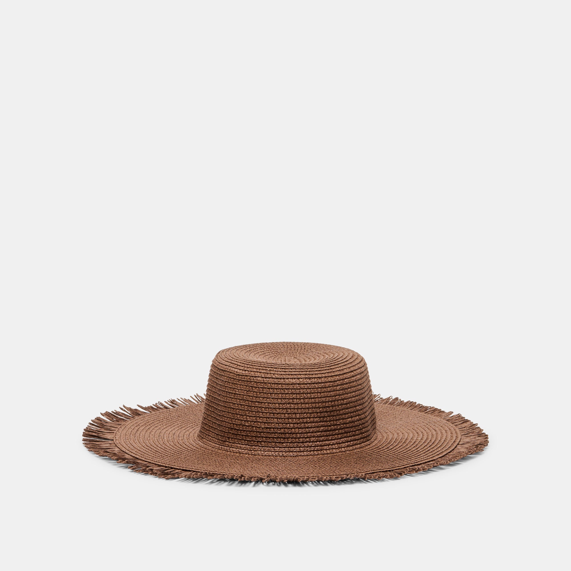 Floppy Dark Brown Sunhat with Ribbon and Frayed Edge | Dolce Vita