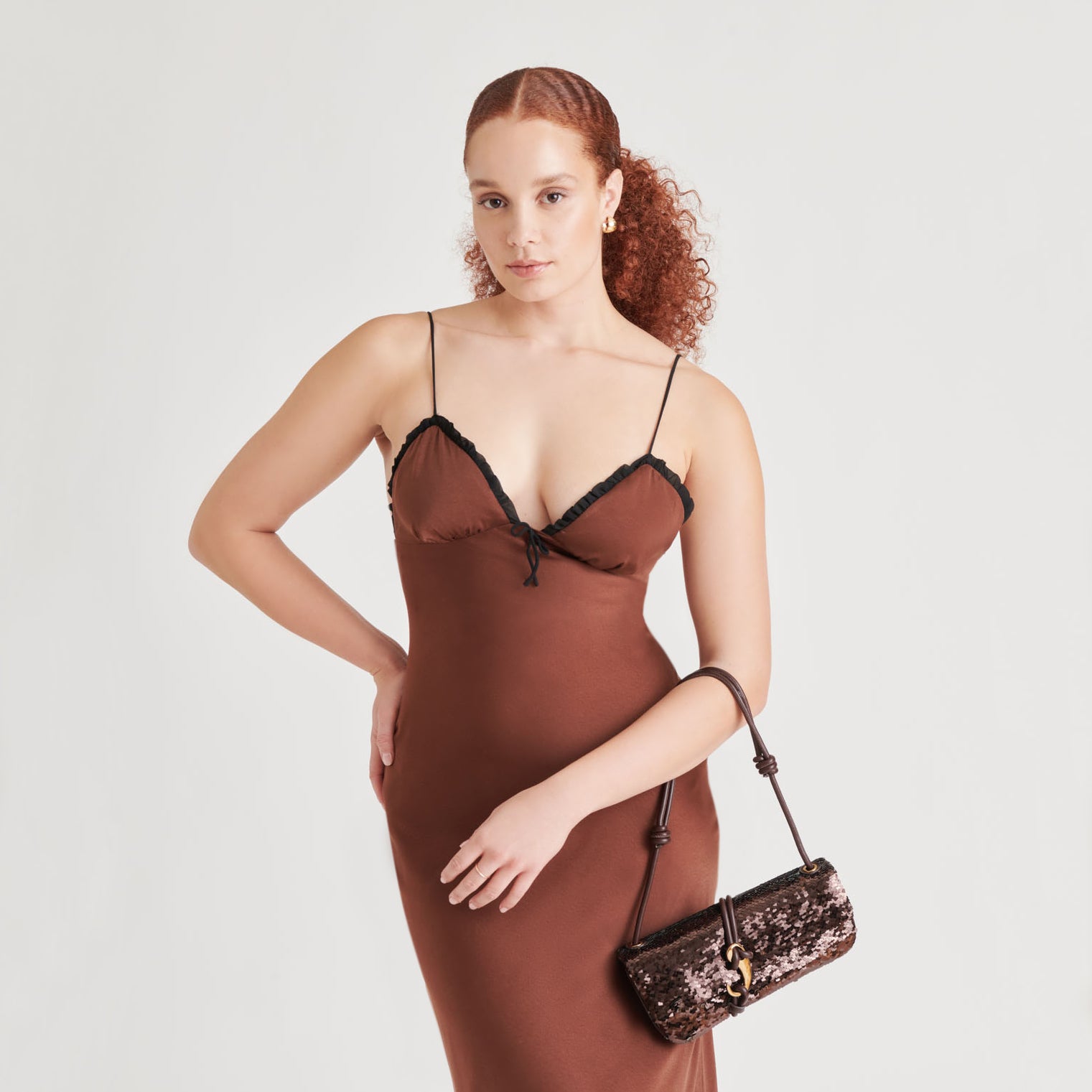 ALICE SHOULDER BAG BROWN SEQUIN STELLA – Dolce Vita