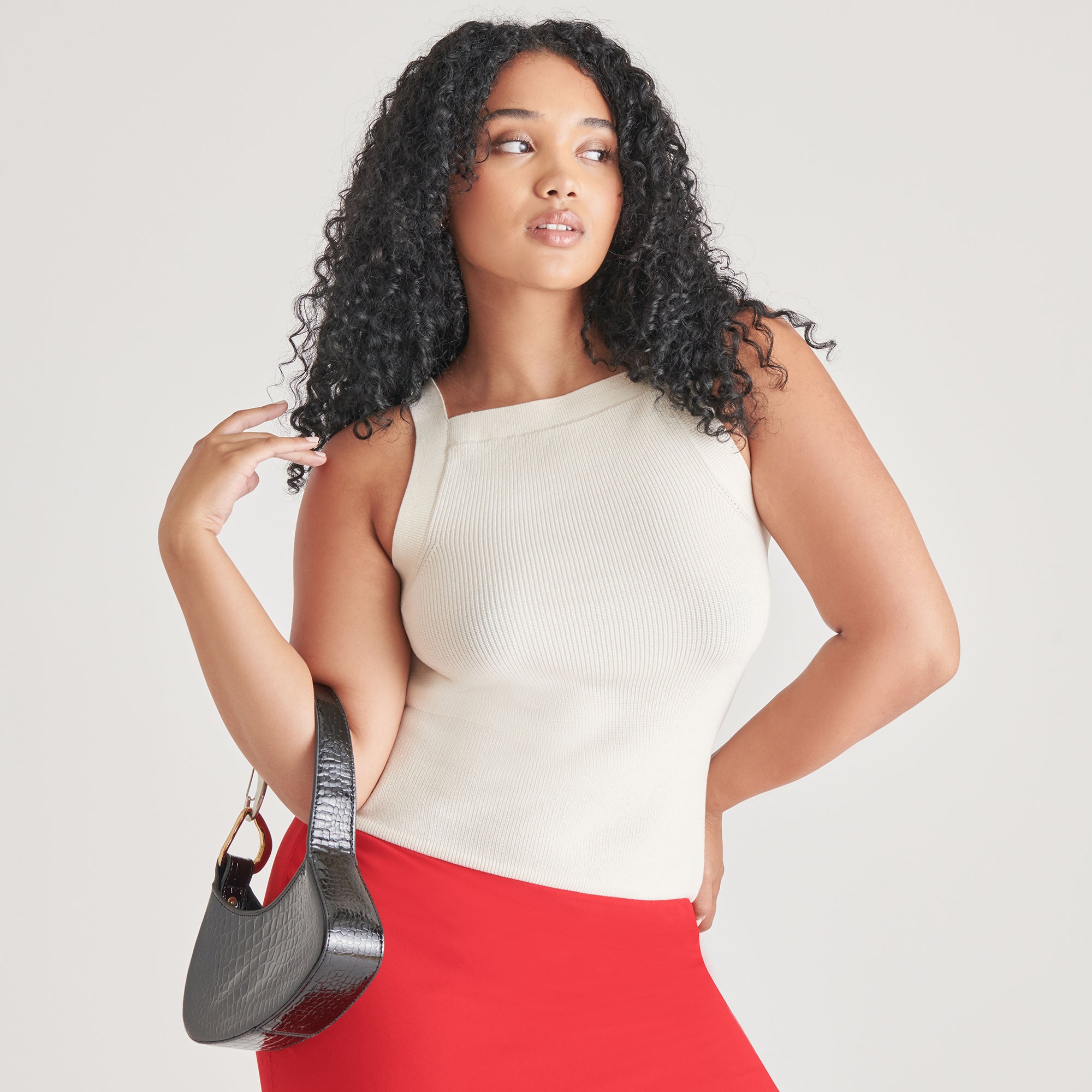 SILVIE SHOULDER BAG BLACK CROCO STELLA