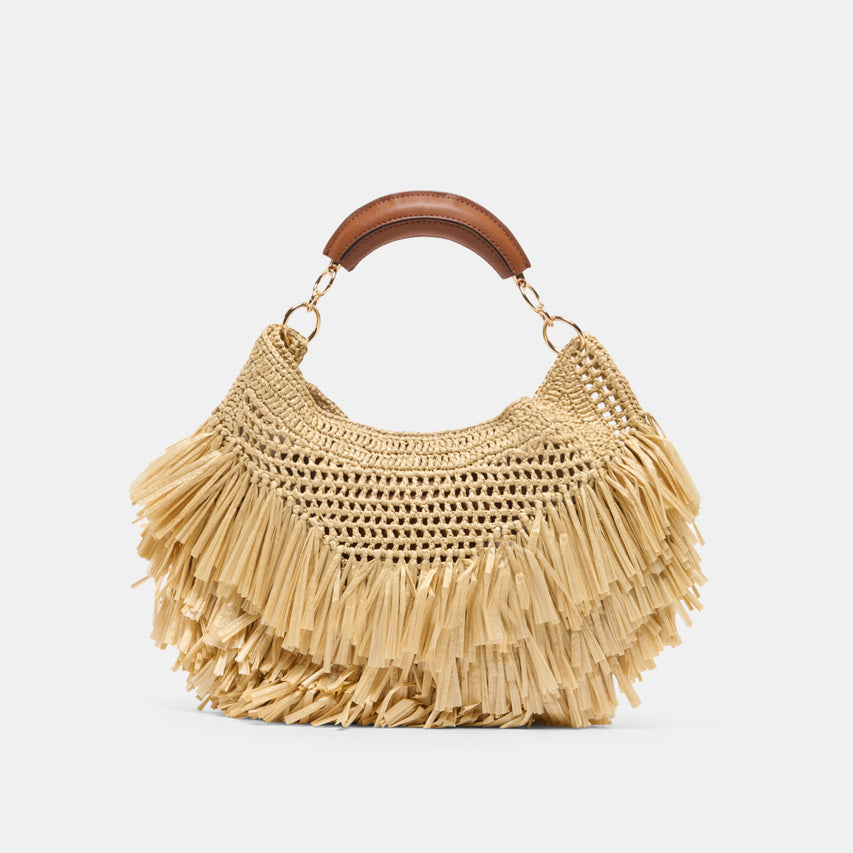 AMARILIS Natural Raffia Fringe Handbag | Dolce Vita