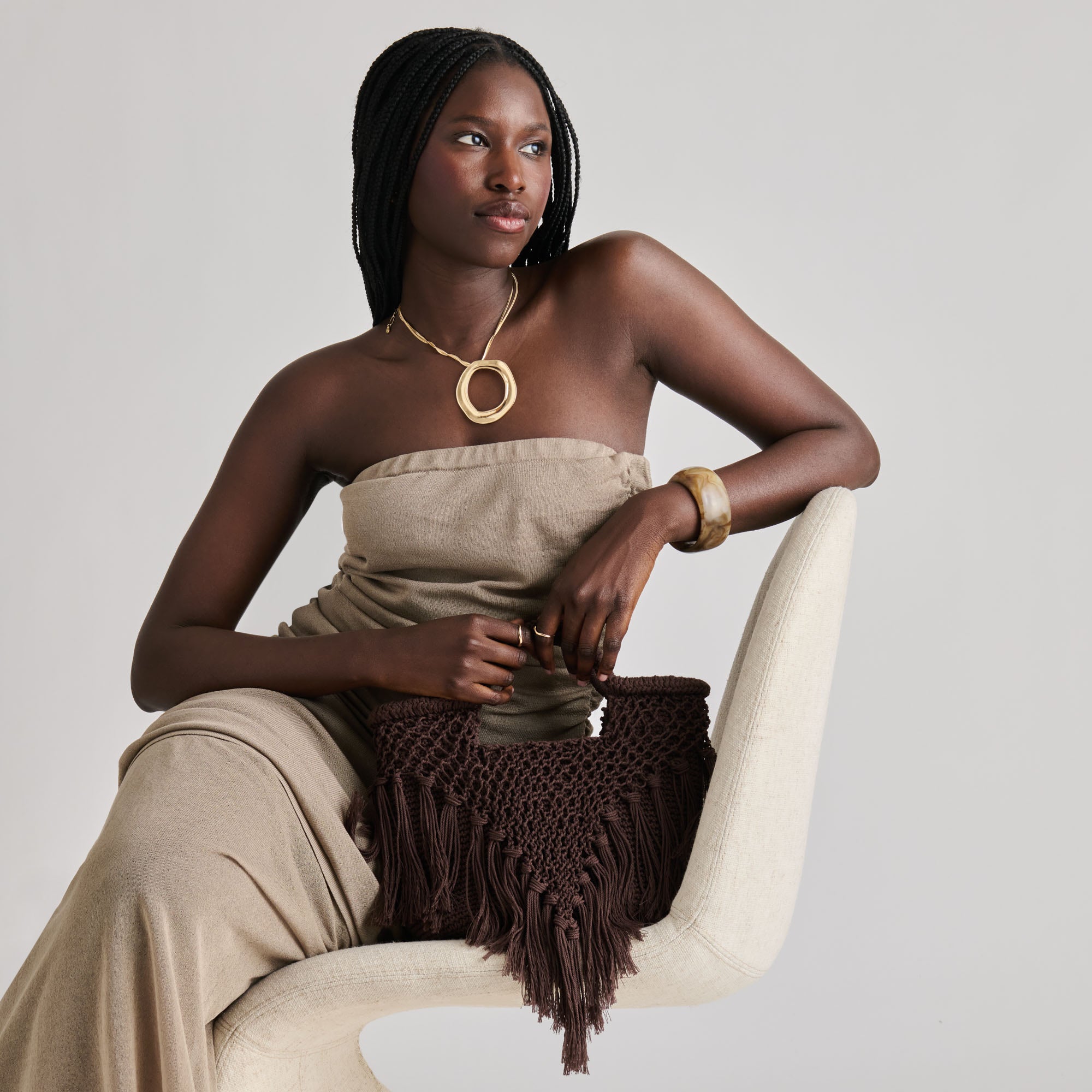 BIRCH HANDBAG CHOCOLATE CROCHET