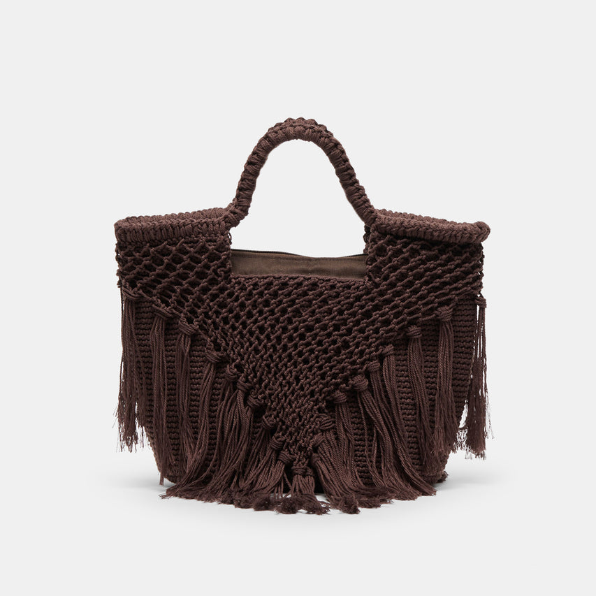 Birch Chocolate Crochet Handbag | Dolce Vita