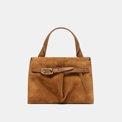 BORGO HANDBAG DARK TAN SUEDE