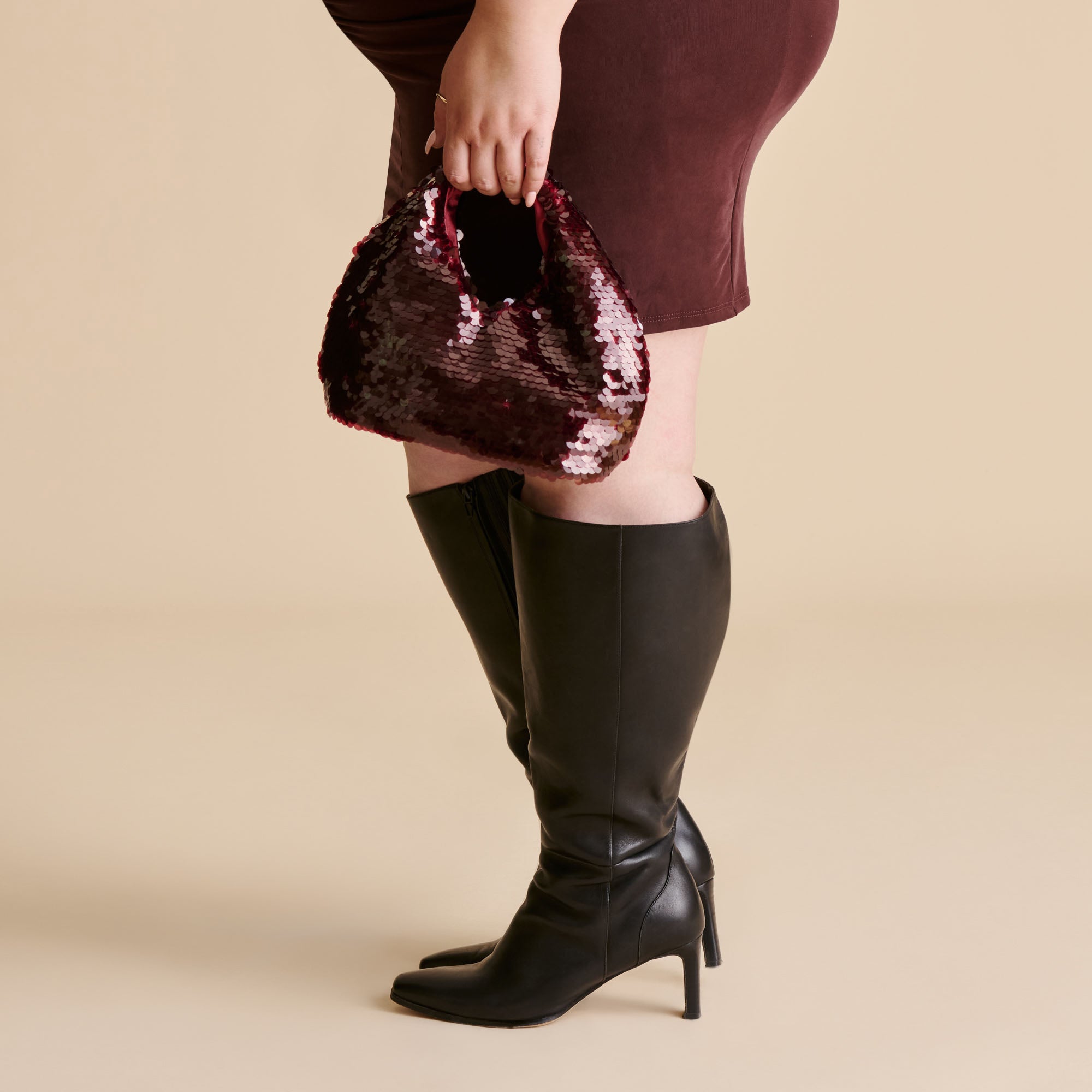 DAHLIA SEQUIN HANDBAG BURGUNDY SEQUIN
