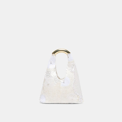 EVELISE MINI HANDBAG WHITE PEARL SATIN