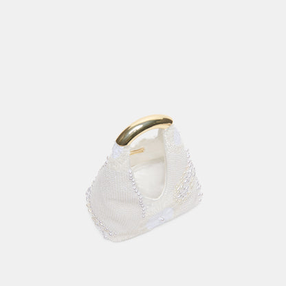 EVELISE MINI HANDBAG WHITE PEARL SATIN