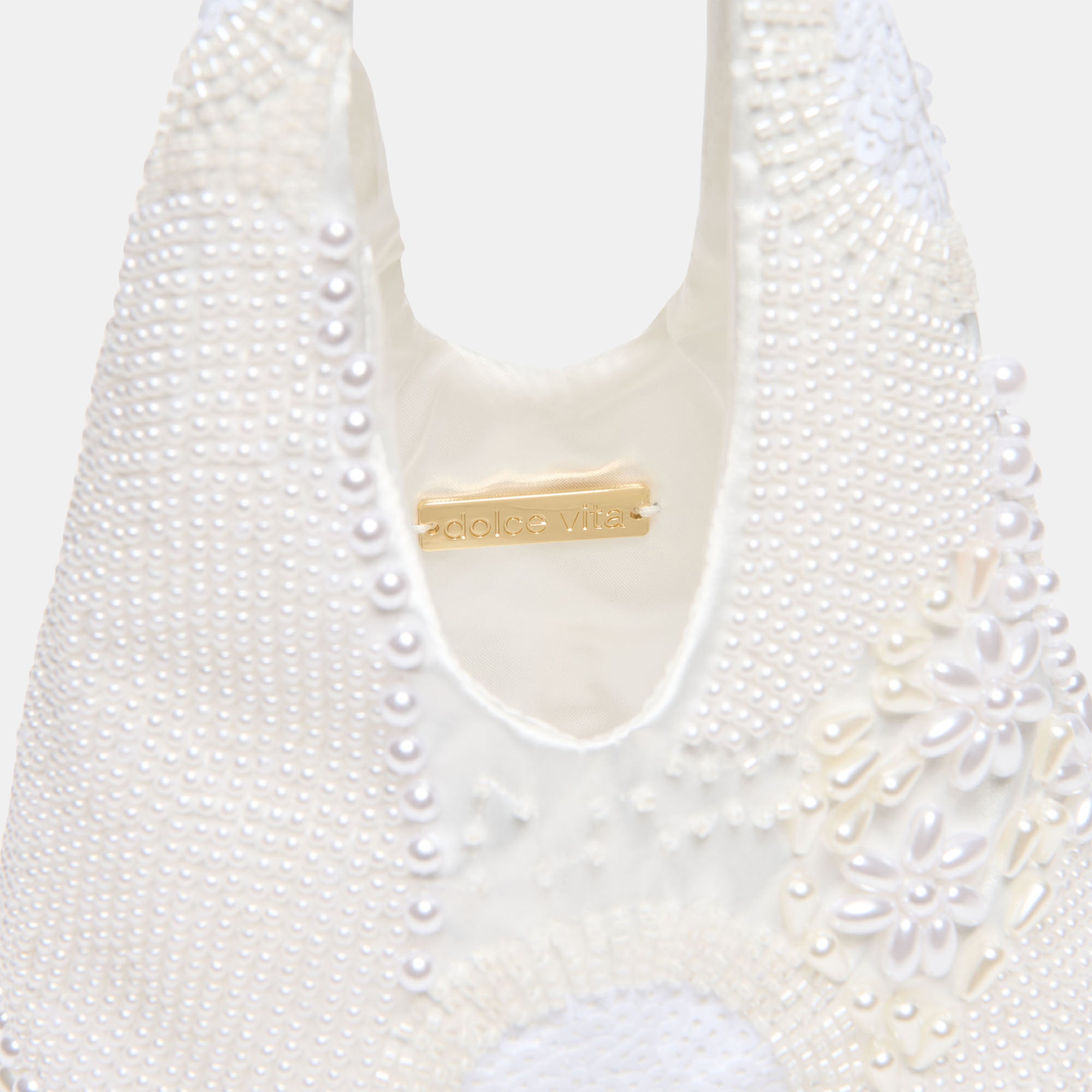 EVELISE MINI HANDBAG WHITE PEARL SATIN - view 5