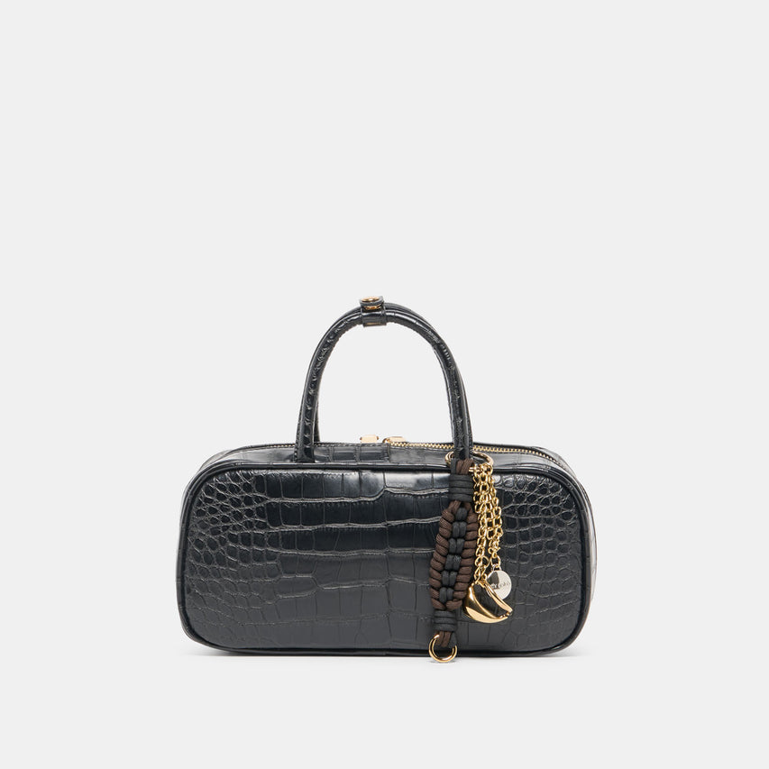 FLYN HANDBAG BLACK CROCO STELLA