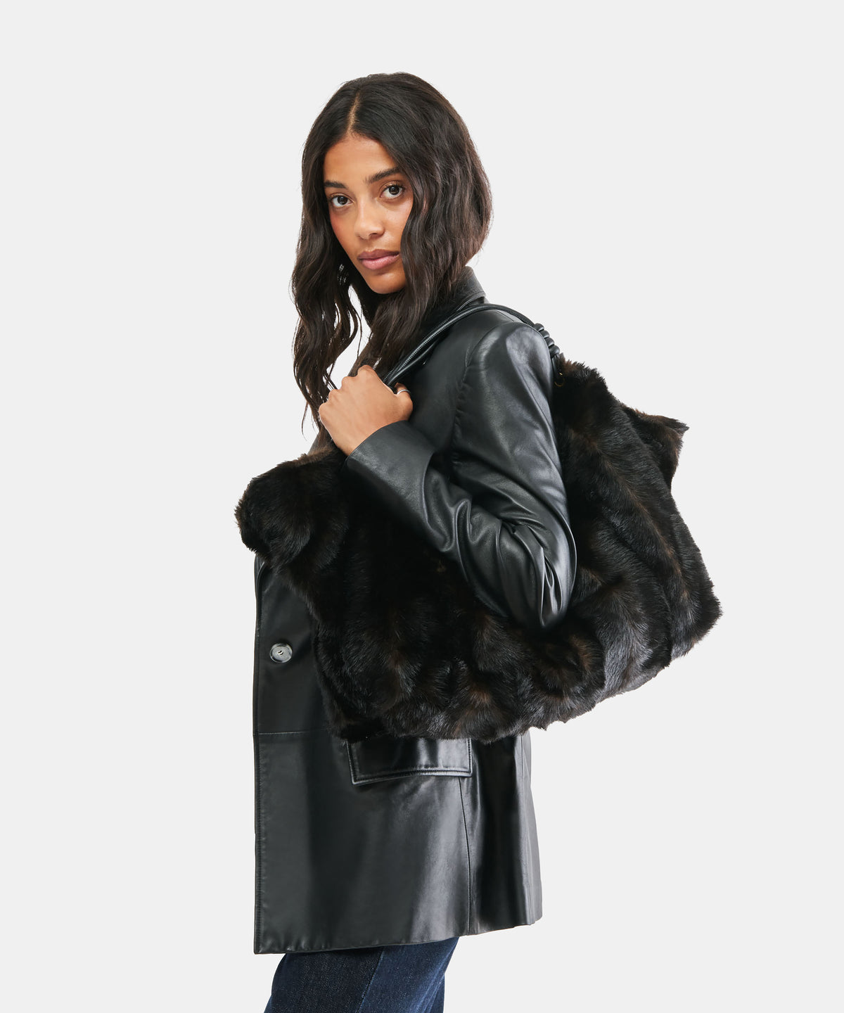 LILEE TOTE ESPRESSO FAUX FUR - view 2