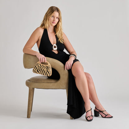 MAELIE HANDBAG BLACK NATURAL ZEBRA RAFFIA