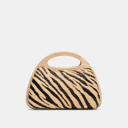 MAELIE HANDBAG BLACK NATURAL ZEBRA RAFFIA