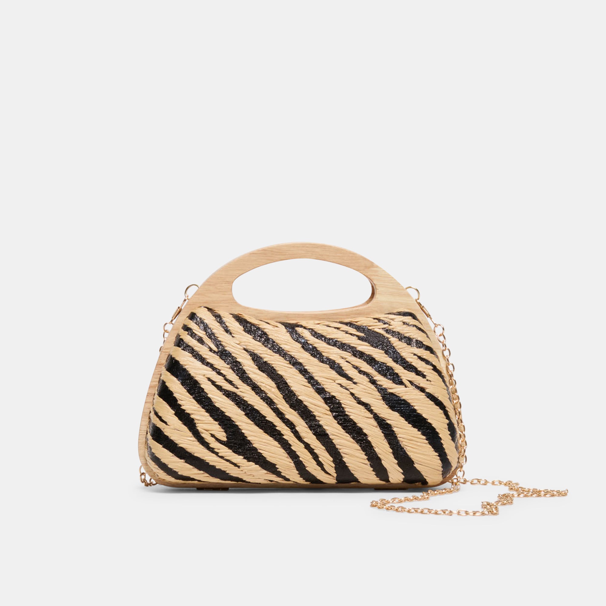 Maelie Black Natural Zebra Raffia Handbag | Dolce Vita