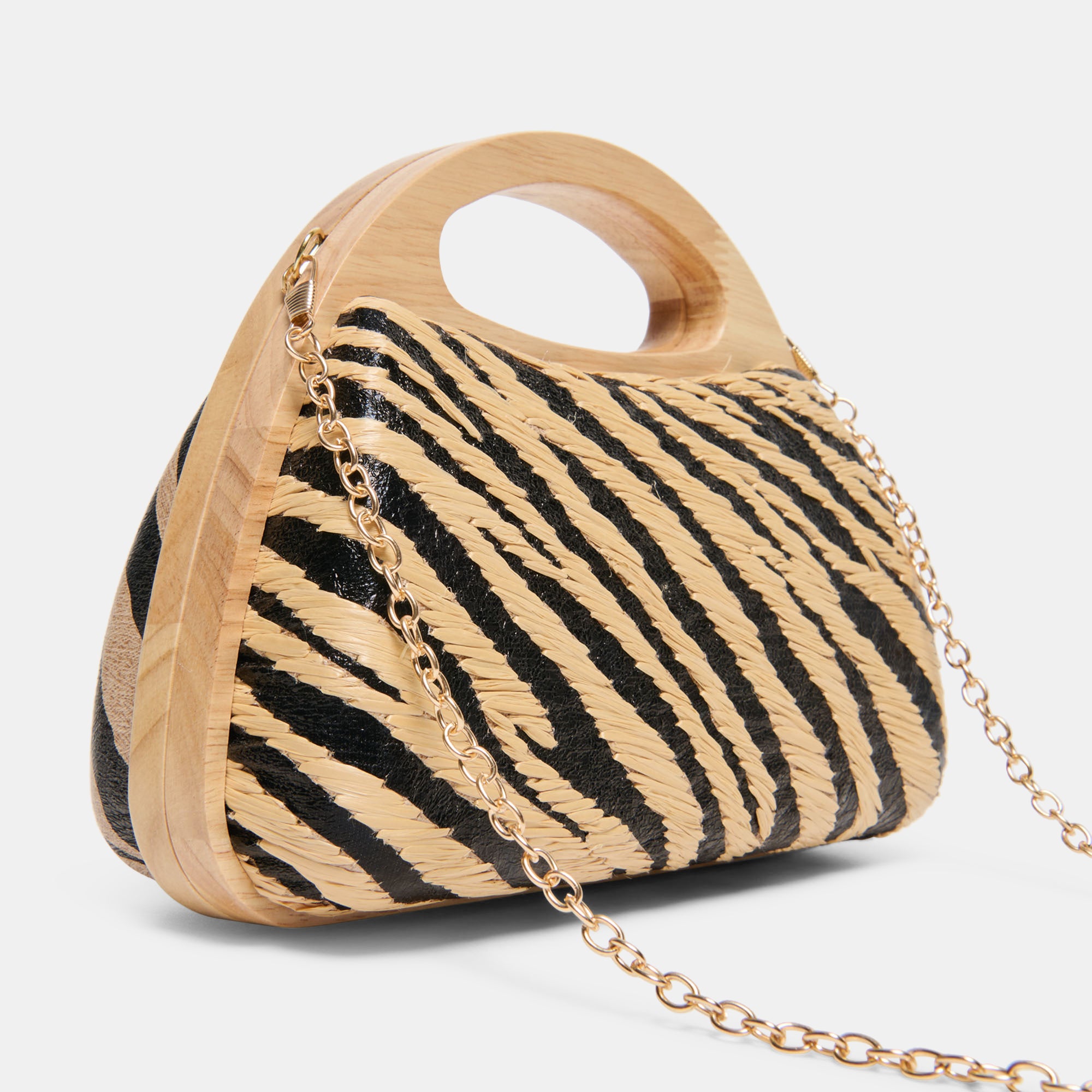 MAELIE HANDBAG BLACK NATURAL ZEBRA RAFFIA
