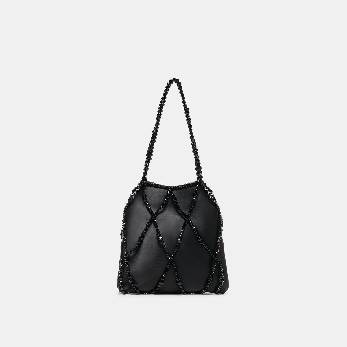 SERILDA Black Satin Beaded Top-Handle Handbag | Dolce Vita