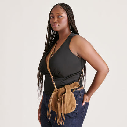 ZURY HANDBAG CAMEL SUEDE