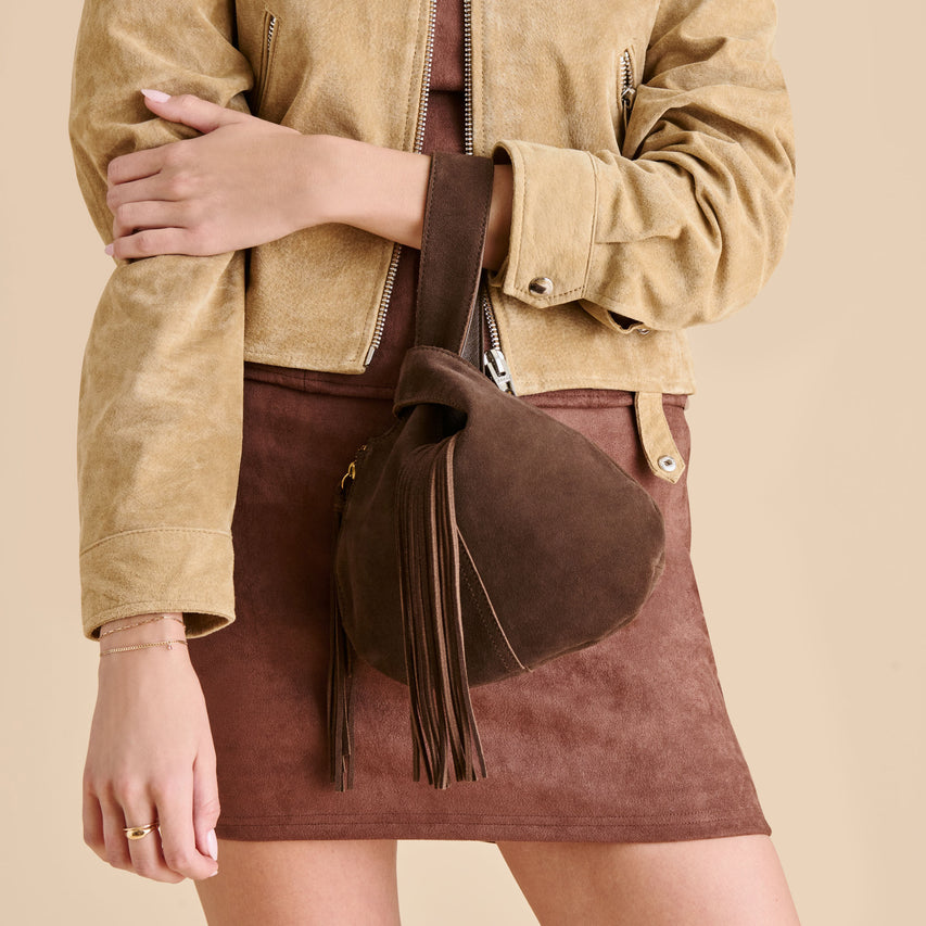 ZURY HANDBAG ESPRESSO SUEDE