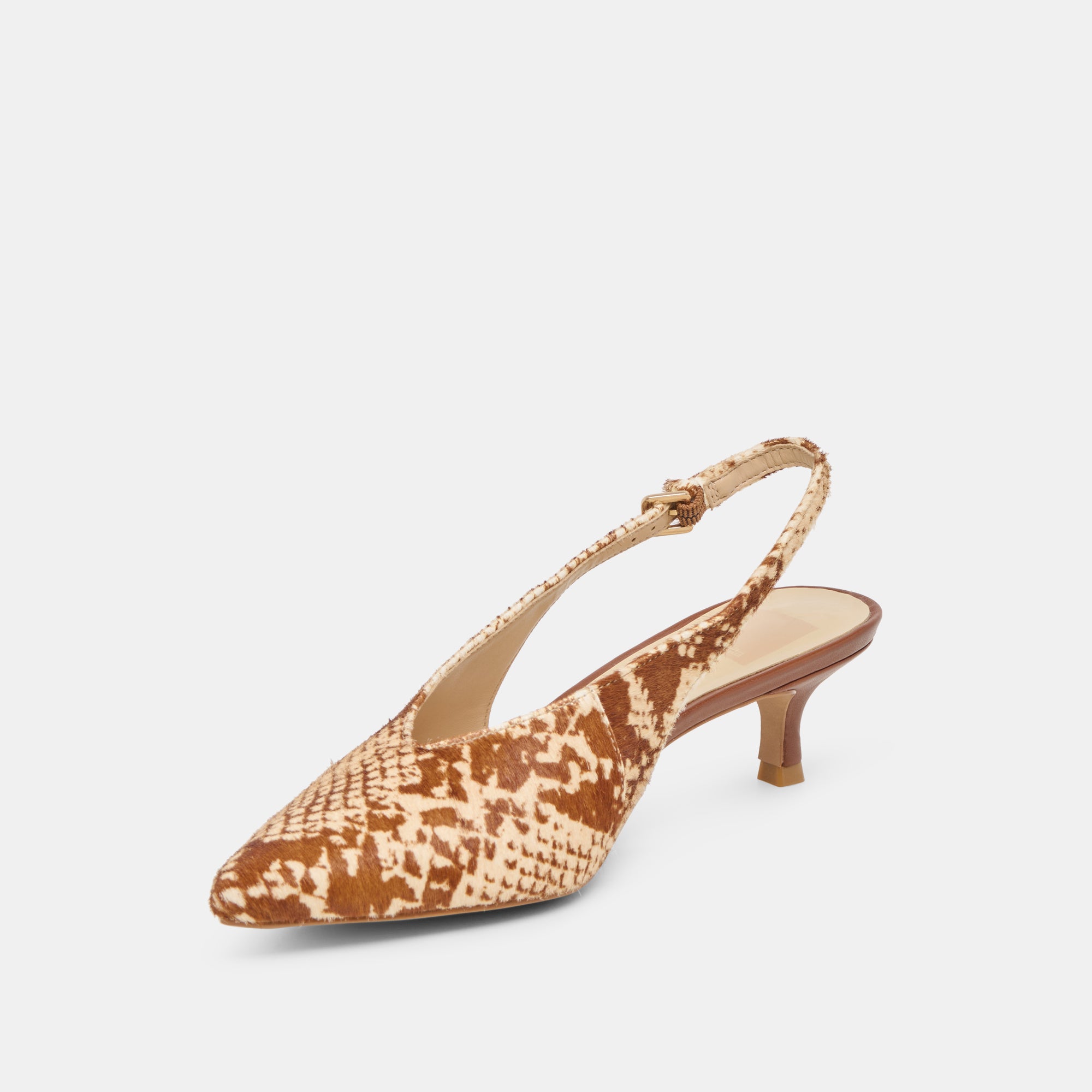 ALENNA HEELS BROWN SNAKE CALF HAIR