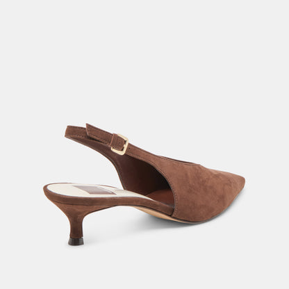 ALENNA HEELS DK BROWN SUEDE