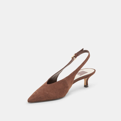 ALENNA HEELS DK BROWN SUEDE