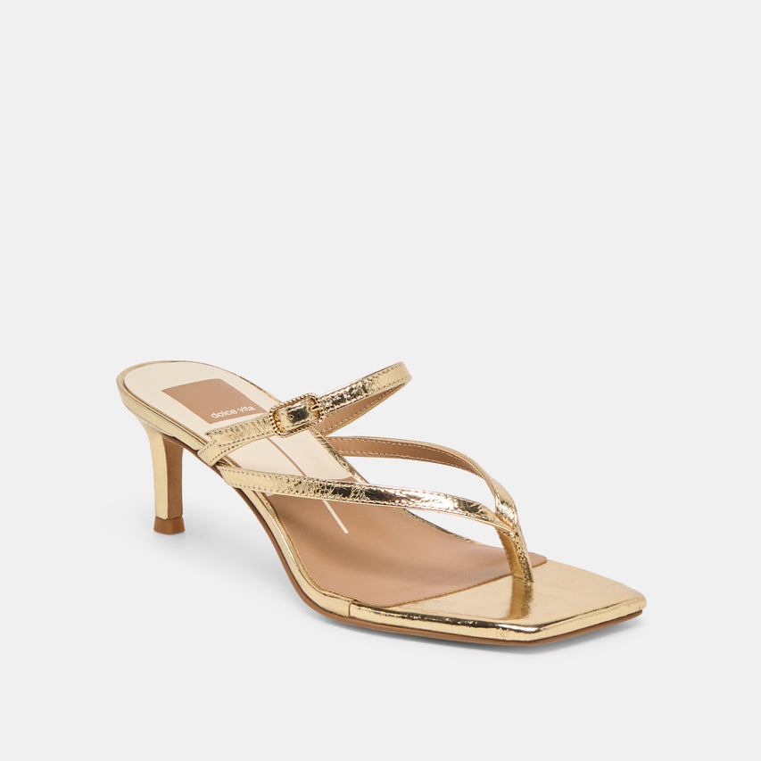 BIAGA HEELS GOLD DISTRESSED LEATHER