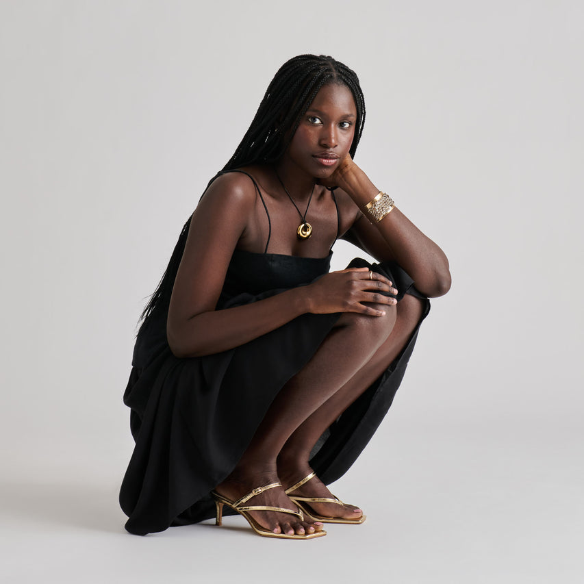 BIAGA HEELS GOLD DISTRESSED LEATHER